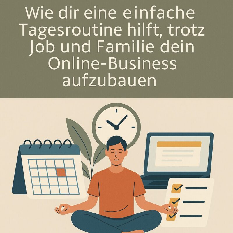 Vater arbeitet am Laptop am Küchentisch – Symbolbild für Tagesroutine im Online-Business
