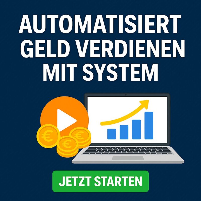 Mann mit Laptop baut ein Online-Business auf und verdient automatisiert Geld mit einem digitalen System
