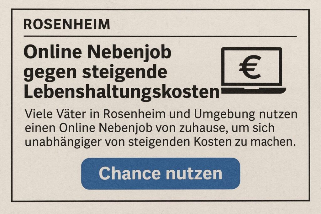 Rosenheim – Online Nebenjob gegen steigende Lebenshaltungskosten, Inserat im Kleinanzeigen-Stil
