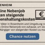Rosenheim – Online Nebenjob gegen steigende Lebenshaltungskosten, Inserat im Kleinanzeigen-Stil