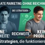 Affiliate Marketing ohne Reichweite starten - Vergleich zwischen Person ohne Follower und erfolgreicher Affiliate Marketer mit Wachstumsgrafiken