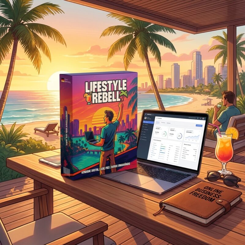 Lifestyle Rebell Erfahrungen – Online Business ohne Chef mit Laptop am Strand