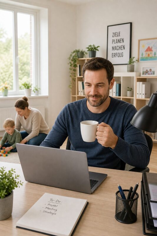 Familienvater baut sich neben Beruf und Familie ein Online-Business im Homeoffice auf