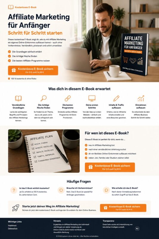 Affiliate Marketing für Anfänger – kostenloser Einstieg